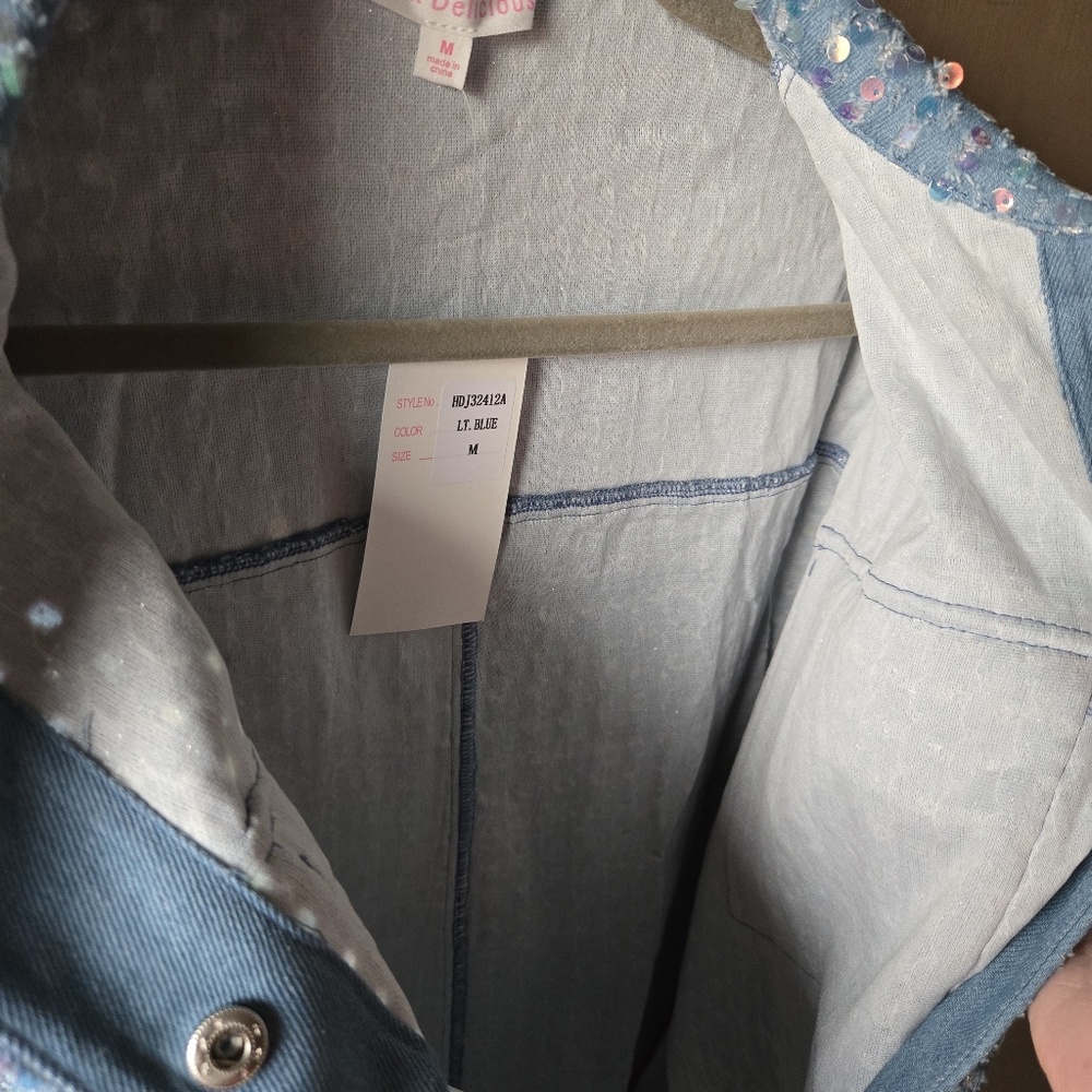 Hot & Delicious Blue Iridescent Sequin Jacket - Picture 9 of 9
